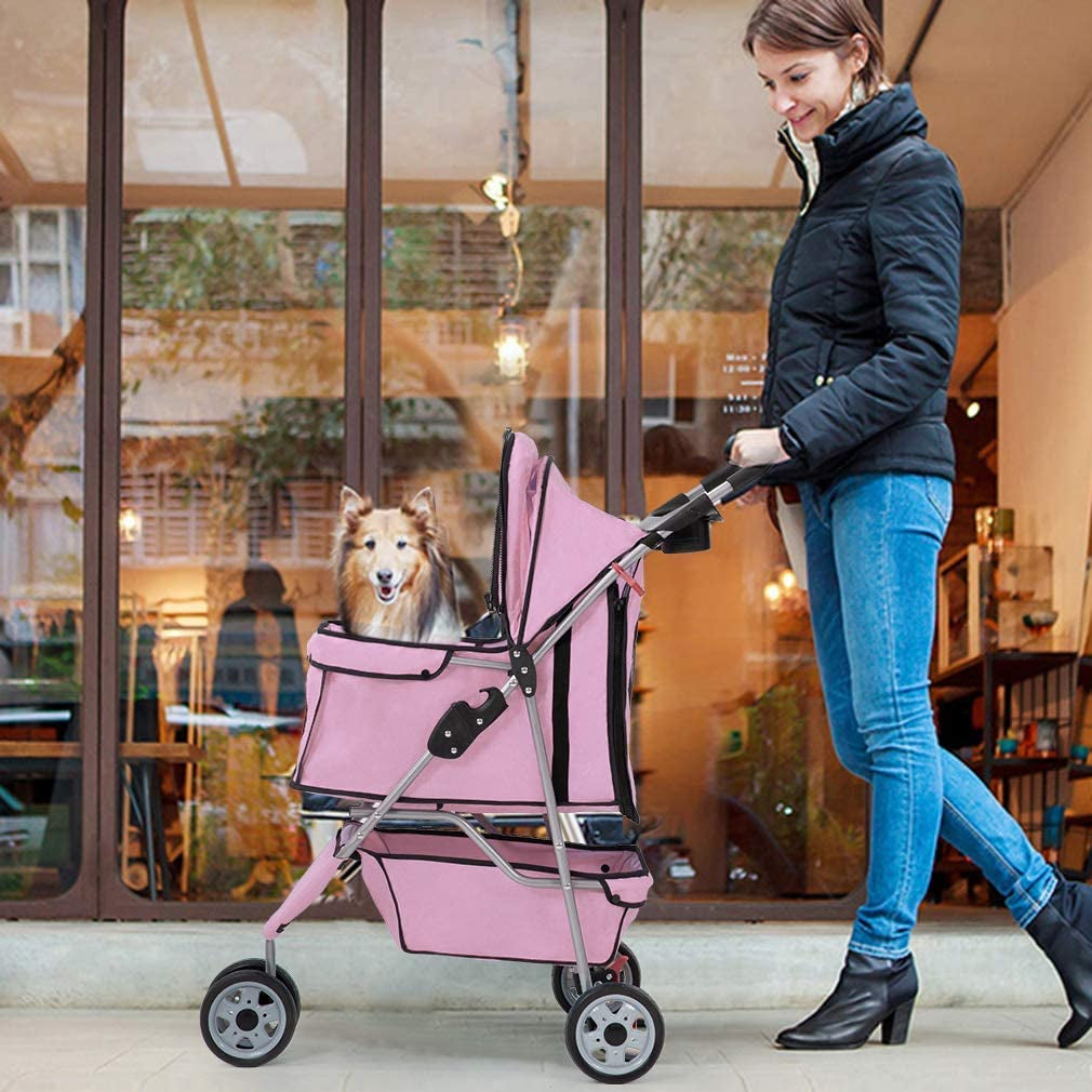 3-Wheel Dog Stroller (Pink)