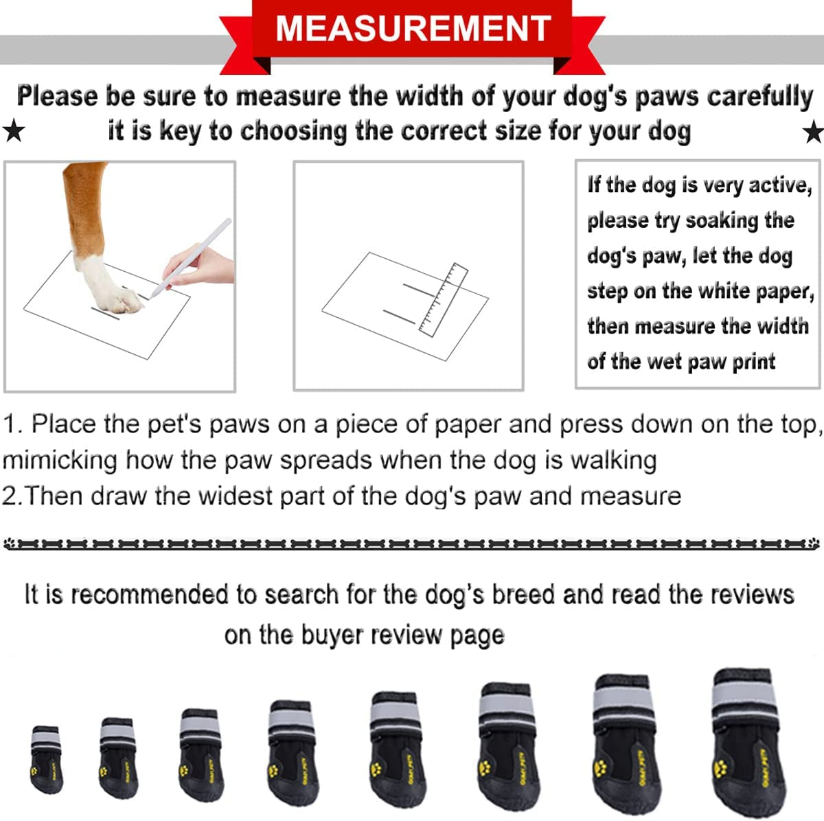 Dog Shoes for Large and Medium Dogs – All-Weather Paw Protectors with Skid-Resistant Sole