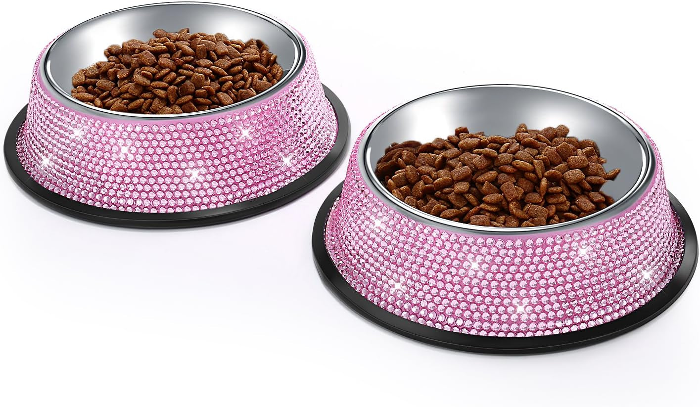 Handmade Rhinestone Dog Bowls