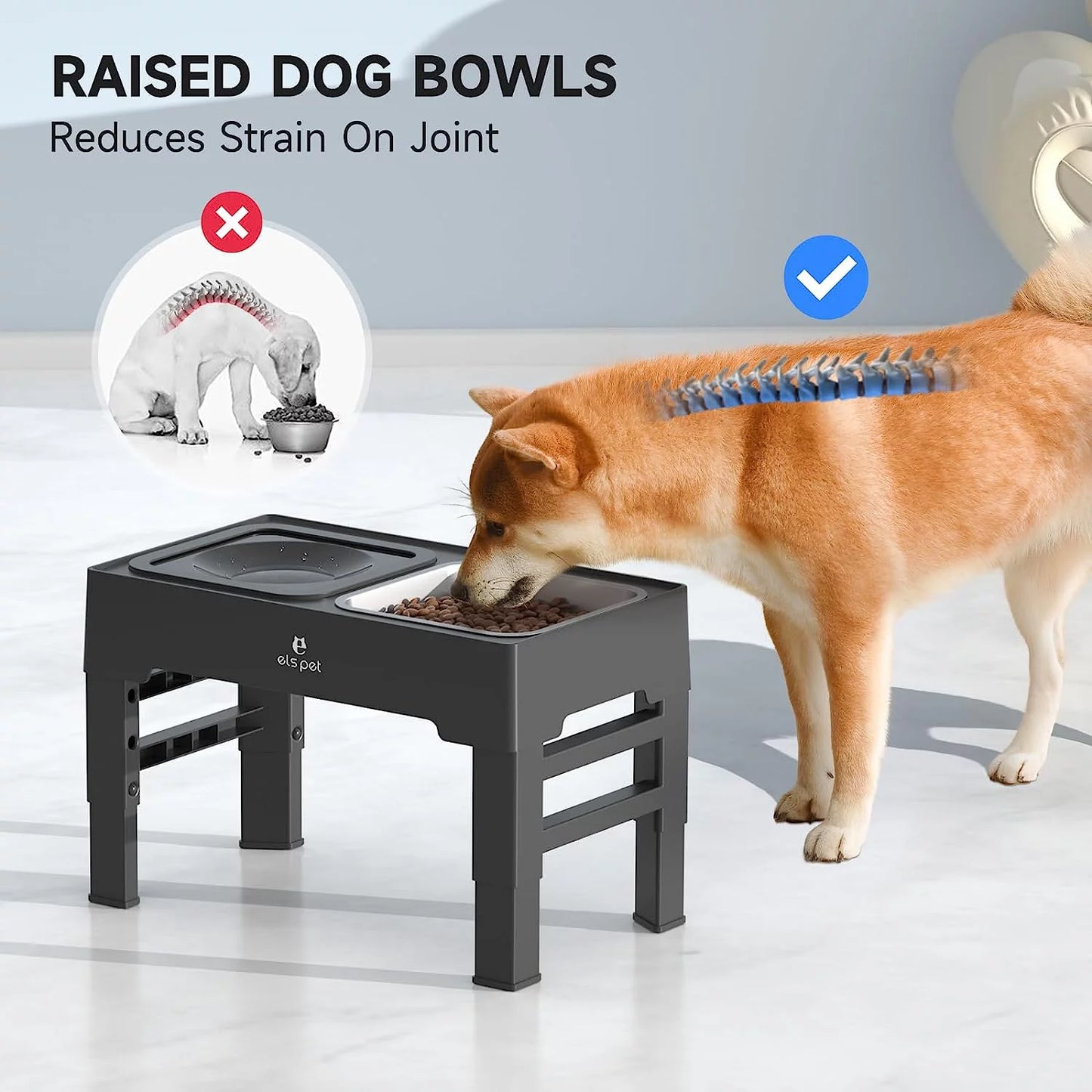 2-In-1 Elevated Dog Bowls – Adjustable Raised Dog Bowls with No Spill Design