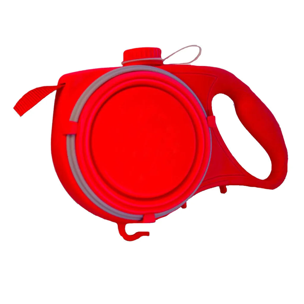 4-in-1 Durable Retractable Dog Leash with Water Bottle and Bowl
