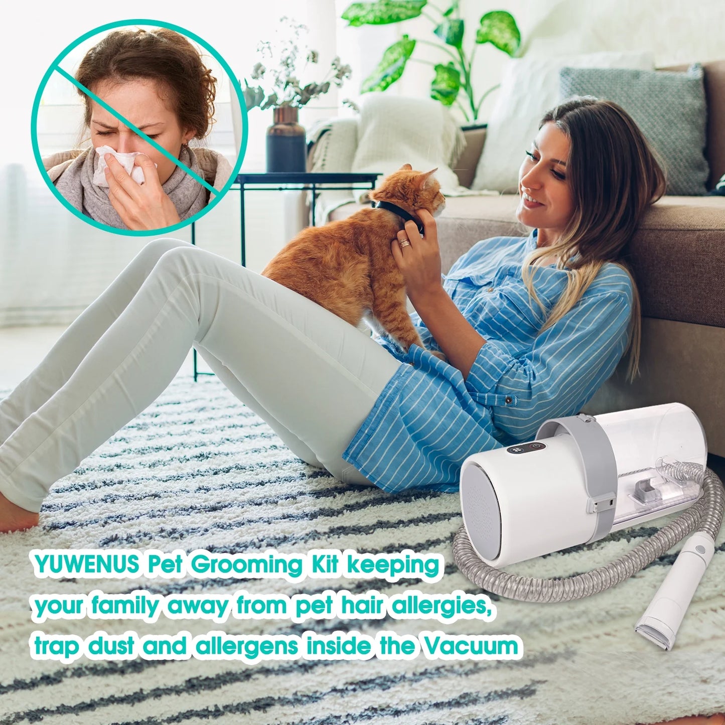 Pet Grooming Kit & Vacuum – 5-in-1 Low-Noise Groomer with 11Kpa Suction