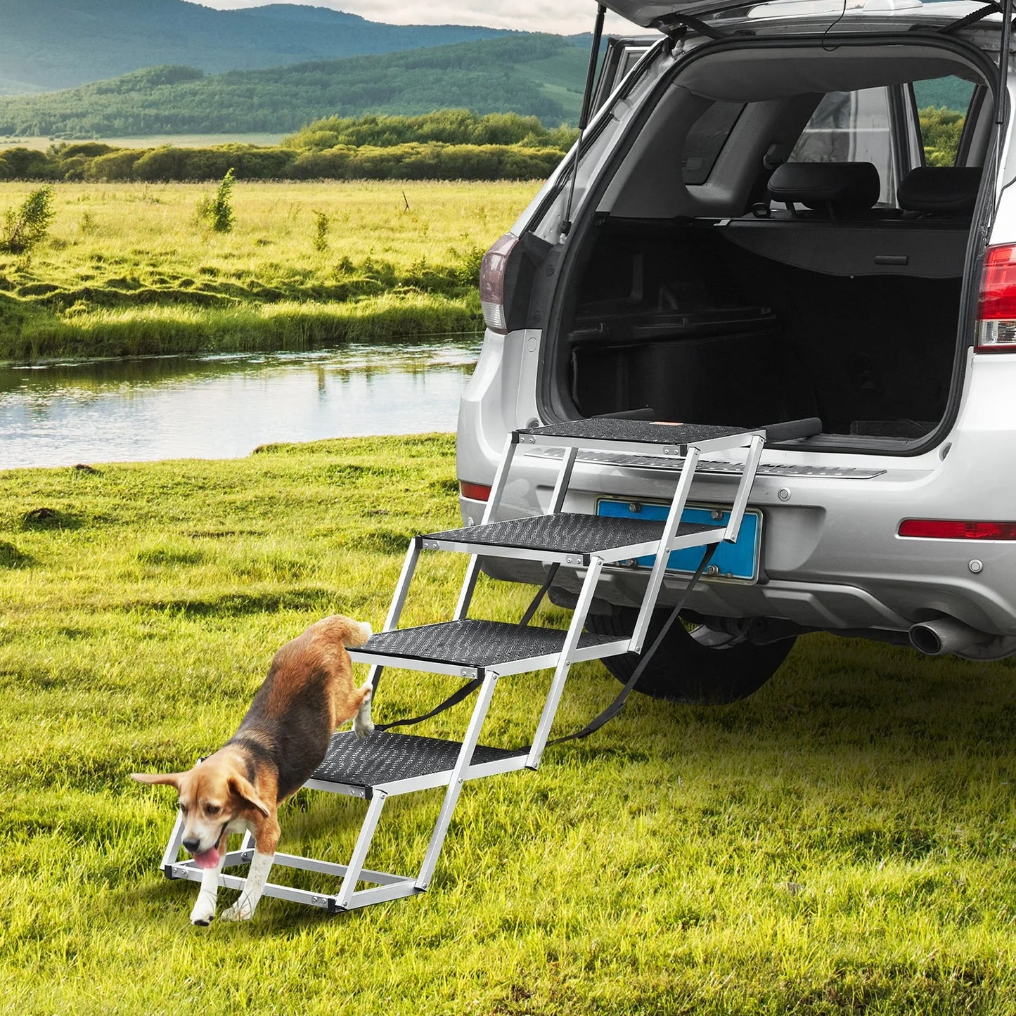 VEVOR 4-Step Folding Dog Car Stairs