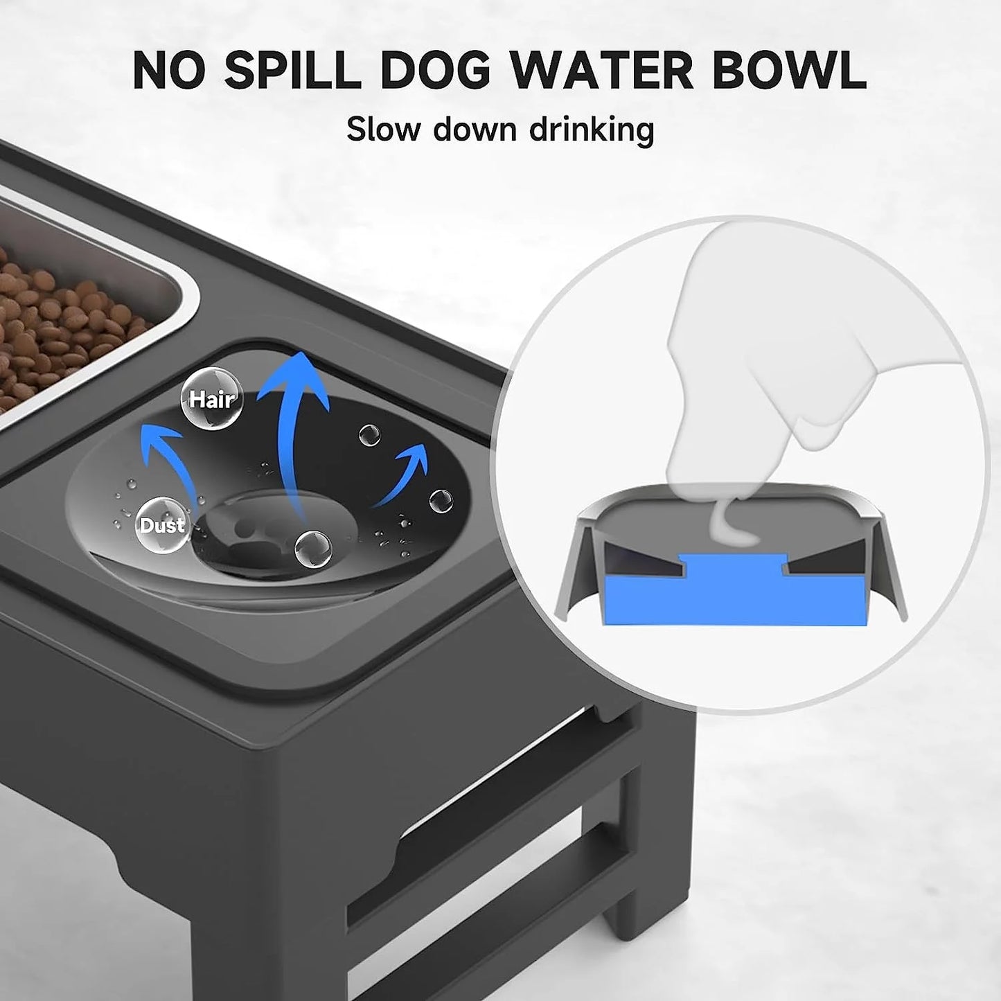 2-In-1 Elevated Dog Bowls – Adjustable Raised Dog Bowls with No Spill Design