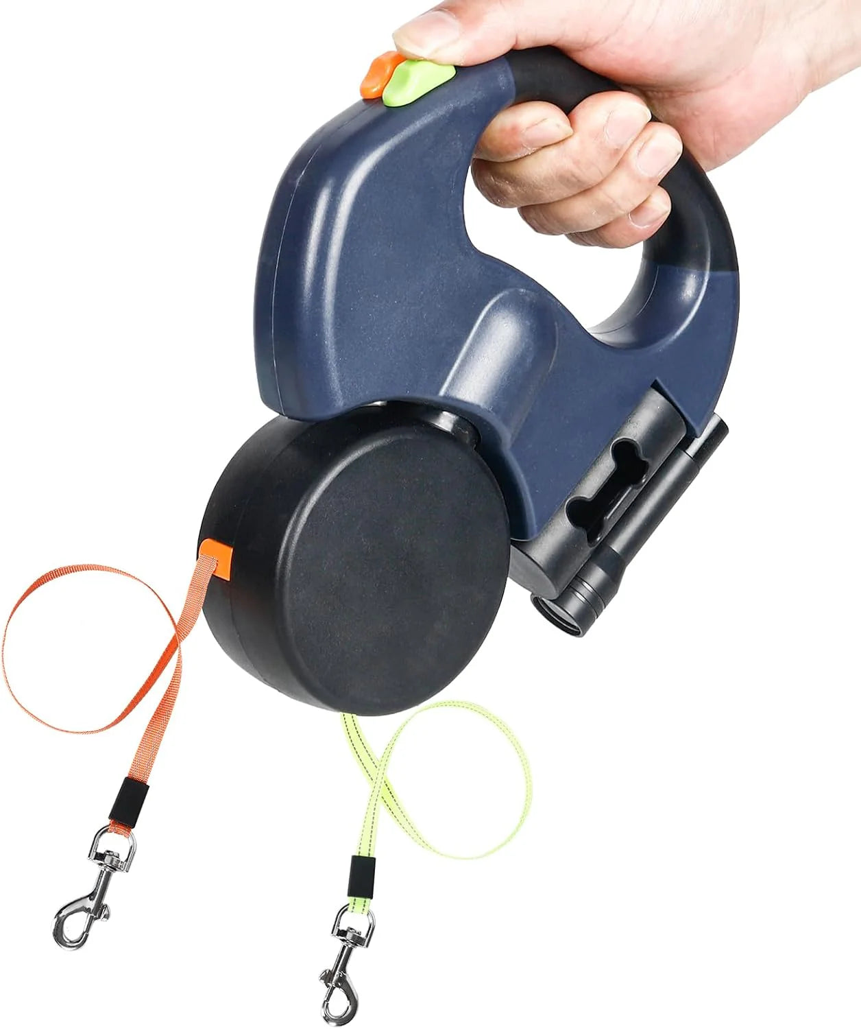 Dual Retractable Dog Leash with Reflective Design & 360° Swivel