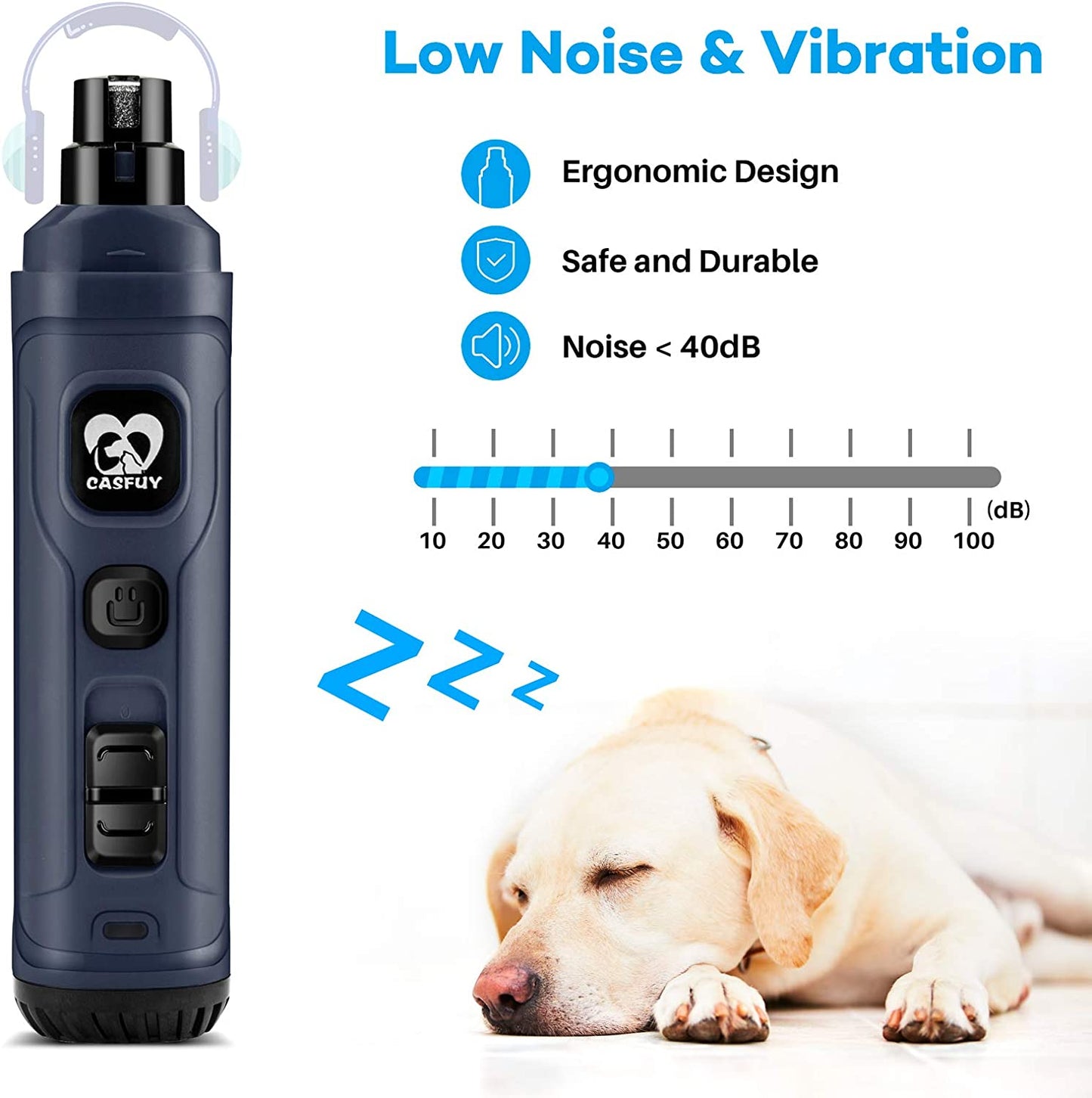 Dog Nail Grinder with LED Light – Professional Electric Pet Nail Trimmer