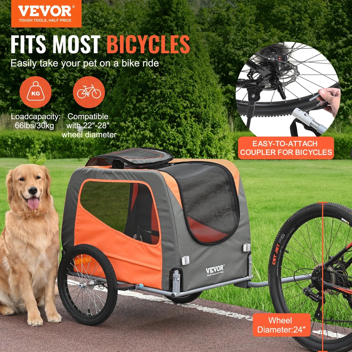 VEVOR Foldable Dog Bike Trailer