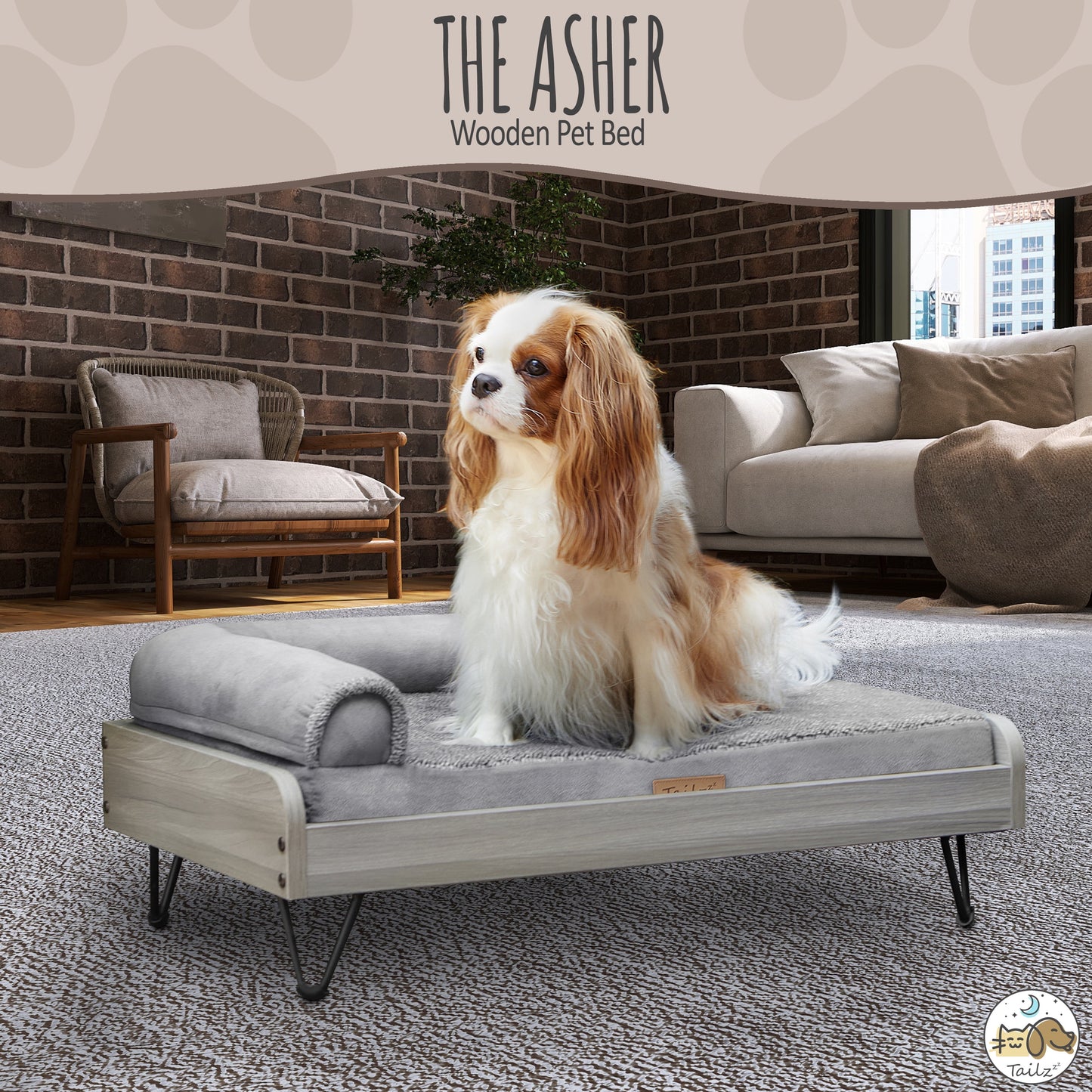 Asher Wooden Pet Bed with Mattress