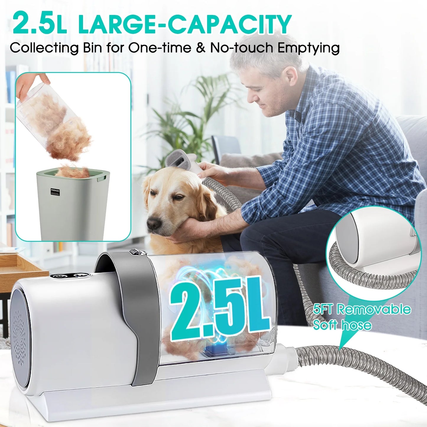 Pet Grooming Kit & Vacuum – 5-in-1 Low-Noise Groomer with 11Kpa Suction