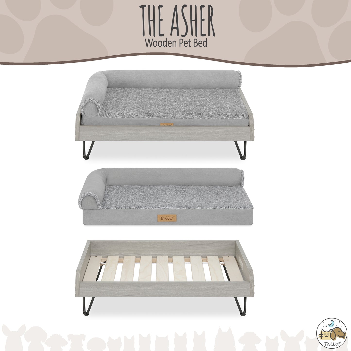 Asher Wooden Pet Bed with Mattress