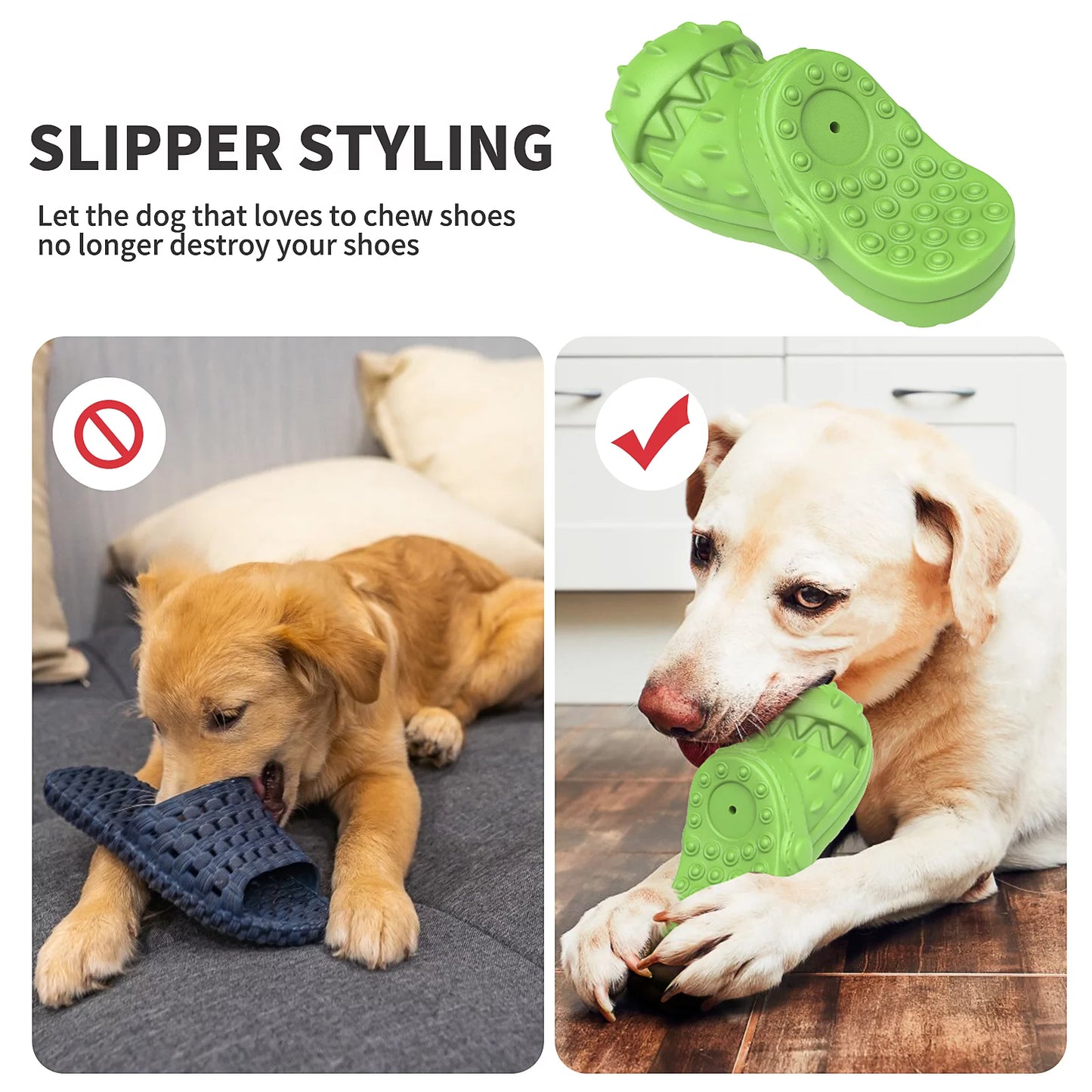 Squeaky Dog Chew Toy - Teeth Cleaning Shoe Shape