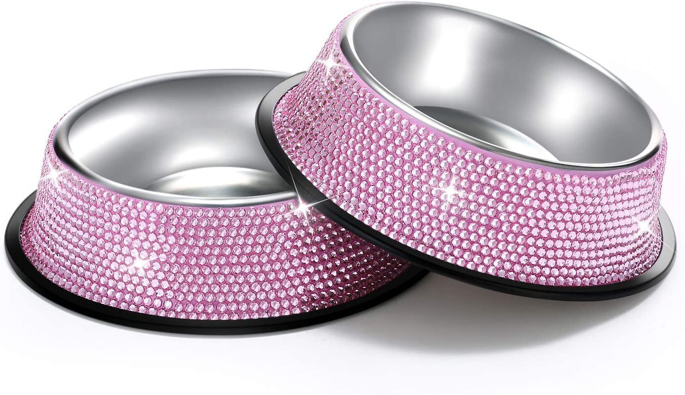 Handmade Rhinestone Dog Bowls