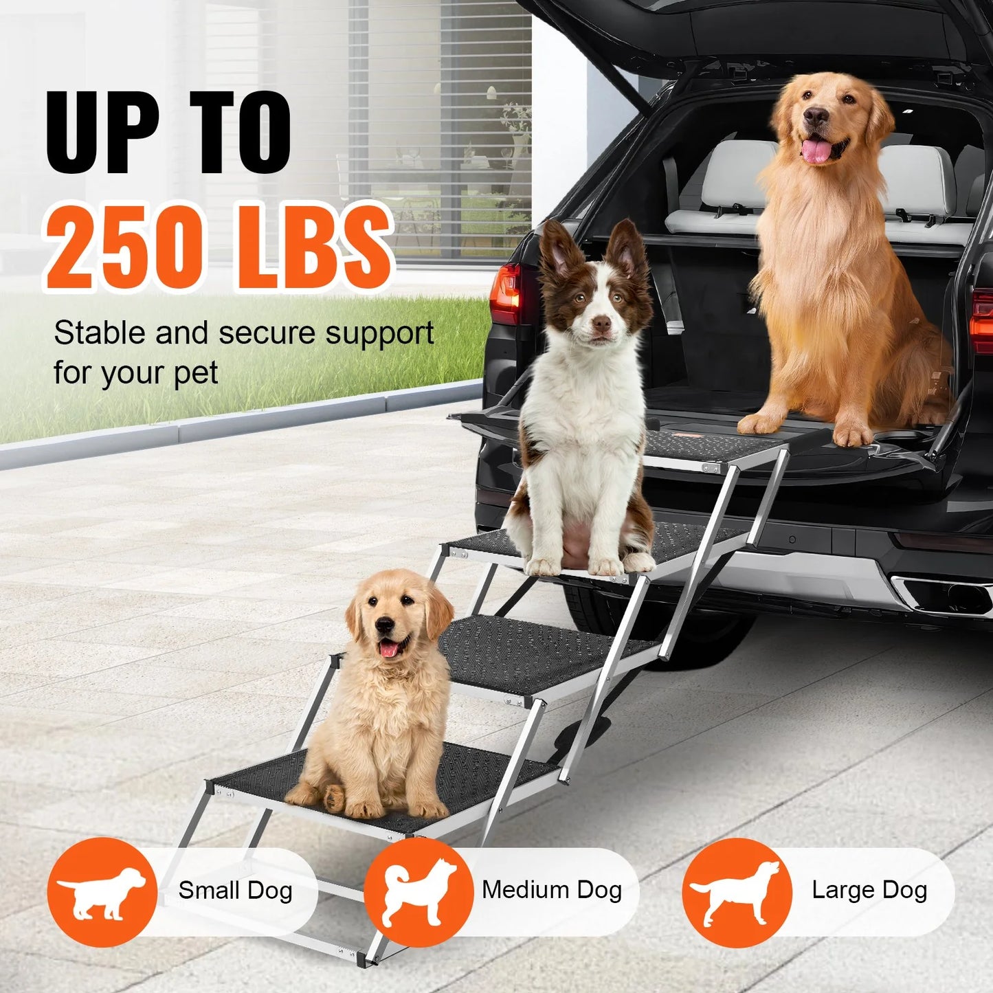 VEVOR 4-Step Folding Dog Car Stairs