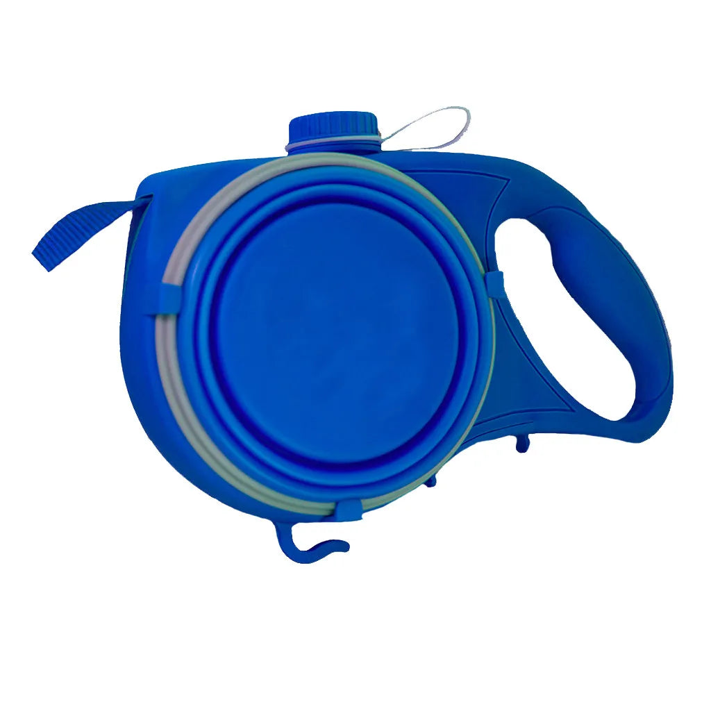 4-in-1 Durable Retractable Dog Leash with Water Bottle and Bowl