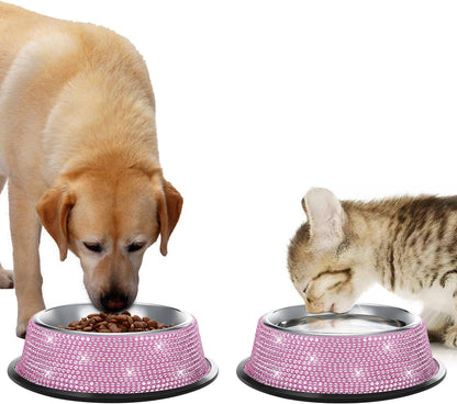Handmade Rhinestone Dog Bowls