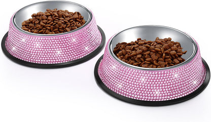 Handmade Rhinestone Dog Bowls