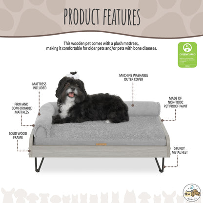 Asher Wooden Pet Bed with Mattress