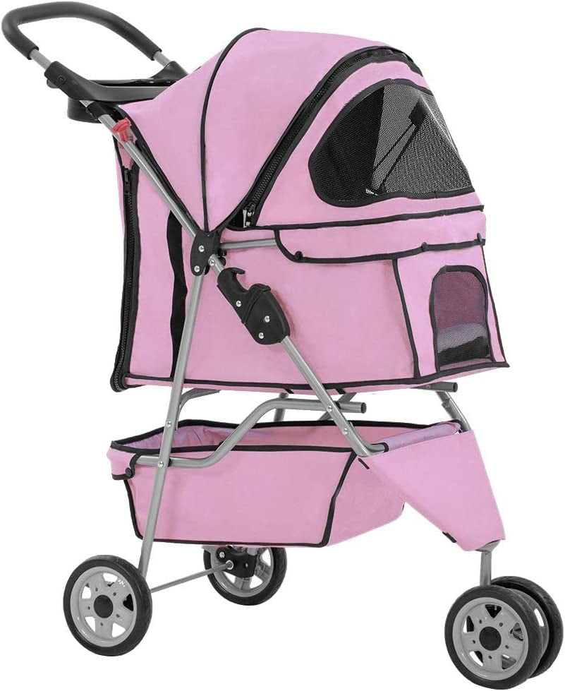 3-Wheel Dog Stroller (Pink)