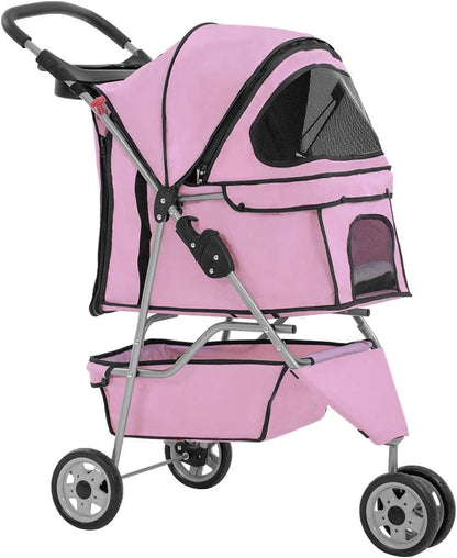 3-Wheel Dog Stroller (Pink)