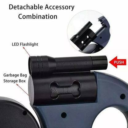 Dual Retractable Dog Leash with Reflective Design & 360° Swivel