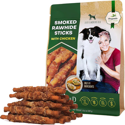Smoked Rawhide Sticks Wrapped in Chicken – Healthy & Delicious Dog Treats