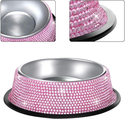 Handmade Rhinestone Dog Bowls