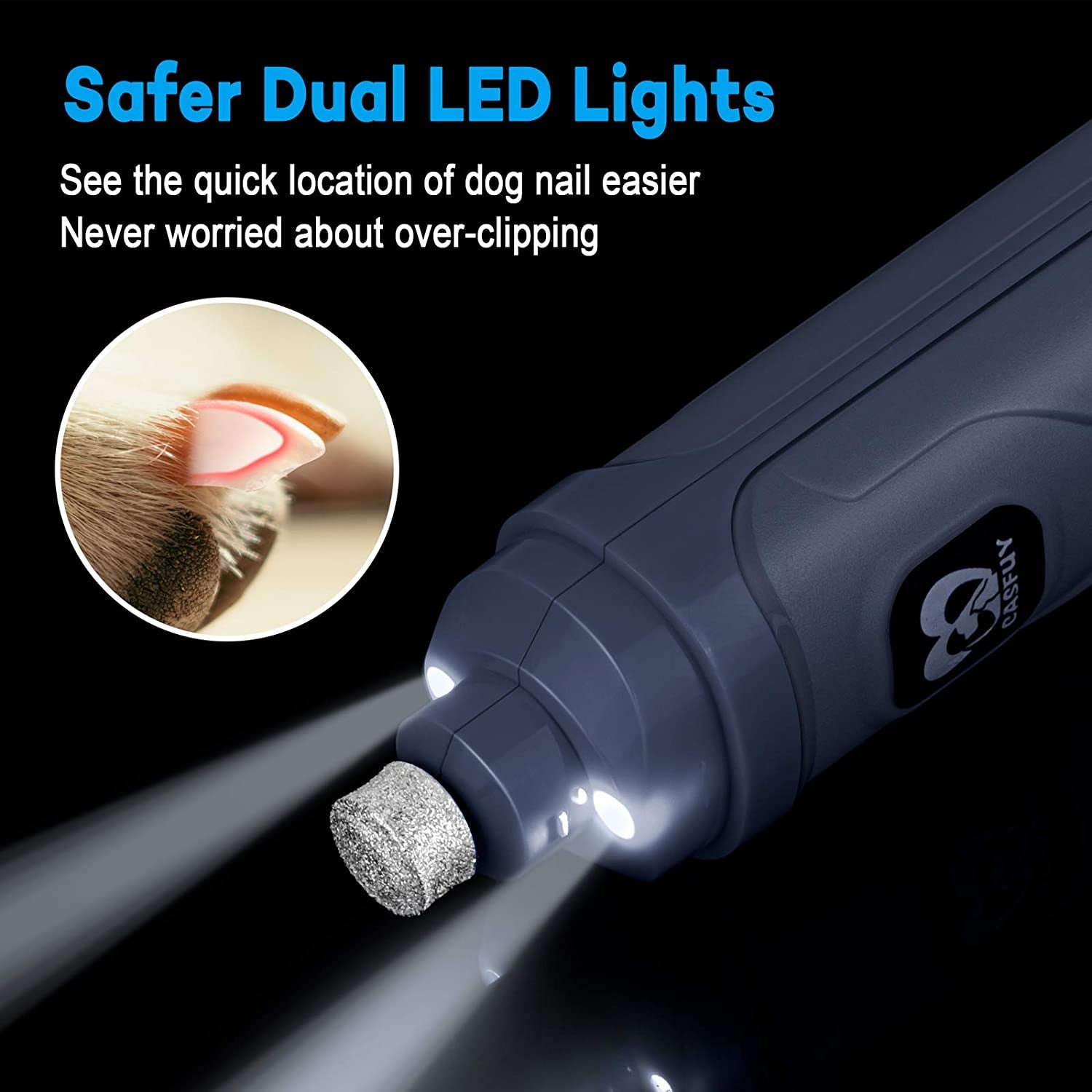 Dog Nail Grinder with LED Light – Professional Electric Pet Nail Trimmer