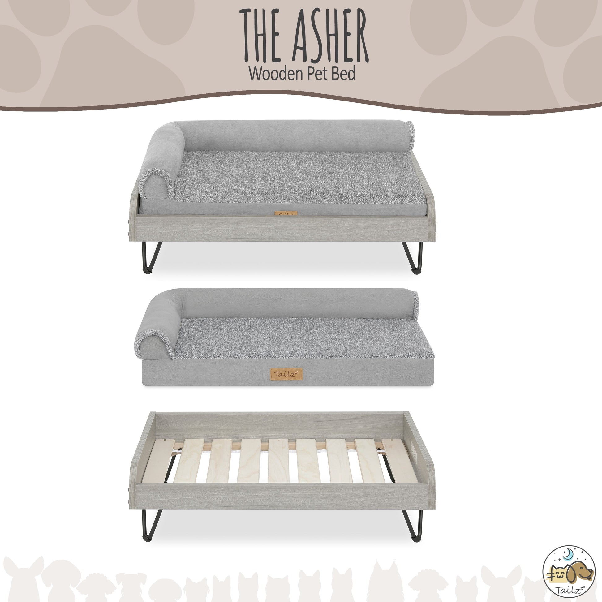 Asher Wooden Pet Bed with Mattress