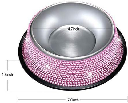 Handmade Rhinestone Dog Bowls