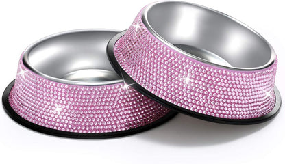Handmade Rhinestone Dog Bowls