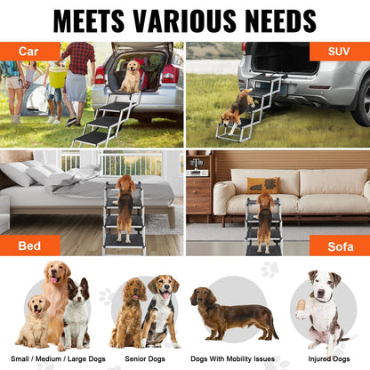 VEVOR 4-Step Folding Dog Car Stairs